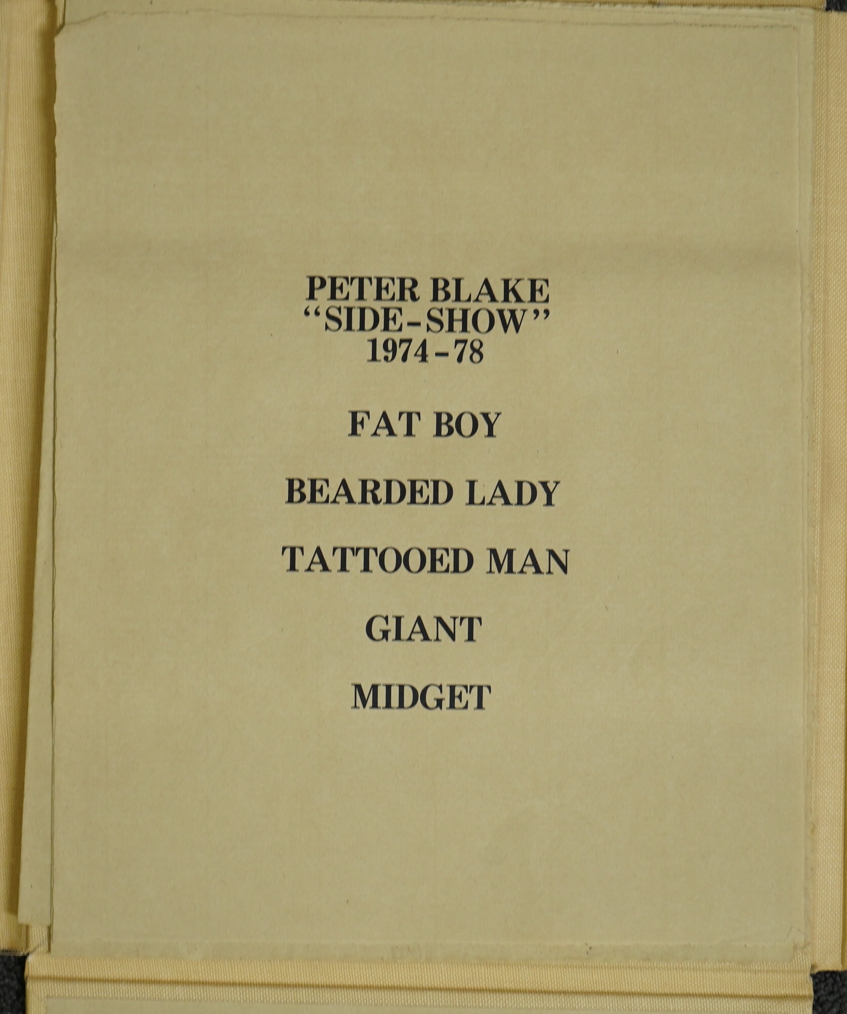 Sir Peter Blake CBE RDI RA (British, b.1932), Side Show, 1974-8, folio of five artist's proof wood engravings, 30 x 25cm